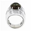 Image 6 : Large Bold 18K White Gold Oval Smoky Quartz 2.50 ctw Diamond Cluster Cocktail Ri