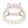 Image 4 : 14k White Gold Twisted Cable 8.5 ctw Oval Kunzite Solitaire Ring 4 Diamond Accen