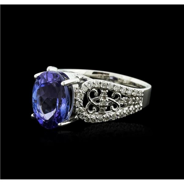 14KT White Gold 4.17 ctw Tanzanite and Diamond Ring