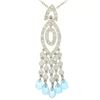 Image 4 : 18k White Gold 1.30 ctw Diamond & Blue Topaz Briolette Chandelier Dangle Necklac