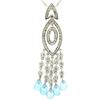 Image 6 : 18k White Gold 1.30 ctw Diamond & Blue Topaz Briolette Chandelier Dangle Necklac