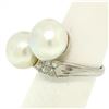 Image 6 : GIA Certified Solid Platinum Pearl & Diamond Bypass Cocktail Ring