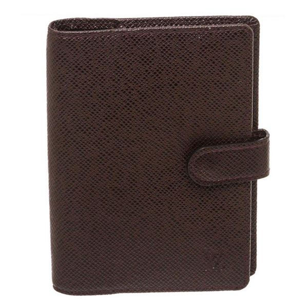 Louis Vuitton Burgundy Taiga Leather Small Ring Agenda Cover