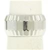 Image 4 : Vintage 14K Solid White Gold Textured & Grooved 10mm Wide Wedding Band Ring Sz 6