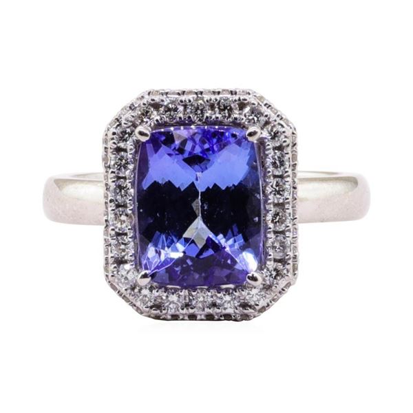 3.10 ctw Tanzanite and Diamond Ring - 14KT White Gold