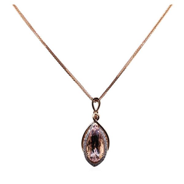 3.88 ctw Morganite and Diamond Pendant With Chain - 14KT Rose Gold