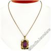 Image 2 : Victorian 8kt Gold Octagonal Bezel Set Amethyst Solitaire Pendant Necklace