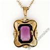 Image 7 : Victorian 8kt Gold Octagonal Bezel Set Amethyst Solitaire Pendant Necklace