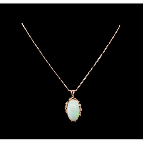 14KT Rose Gold 19.53 ctw Opal and Diamond Pendant With Chain