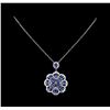 Image 1 : 17.65 ctw Tanzanite and Diamond Pendant With Chain - 14KT White Gold