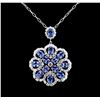 Image 2 : 17.65 ctw Tanzanite and Diamond Pendant With Chain - 14KT White Gold