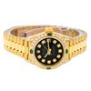 Image 4 : Rolex Ladies 18K Yellow Gold Black Diamond And Emerald President With Rolex Box