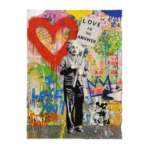 Mr. Brainwash, "Einstein" One-of-a-Kind Mixed Media, Hand Signed Inverso with Th