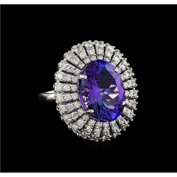 8.72 ctw Tanzanite and Diamond Ring - 14KT White Gold