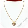 Image 4 : 14kt Yellow Gold 0.51 ctw Round Ruby and Diamond Open Heart Pendant Necklace