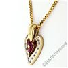 Image 5 : 14kt Yellow Gold 0.51 ctw Round Ruby and Diamond Open Heart Pendant Necklace