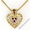 Image 6 : 14kt Yellow Gold 0.51 ctw Round Ruby and Diamond Open Heart Pendant Necklace