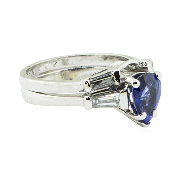 1.75 ctw Pear Brilliant Blue Sapphire And Diamond Ring - Platinum