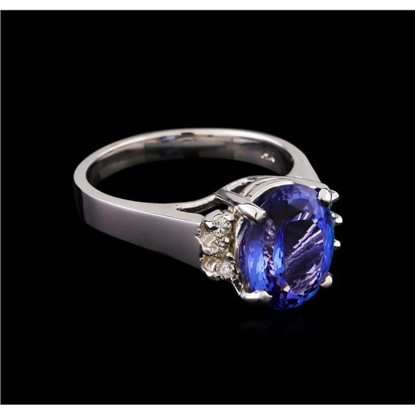 3.66 ctw Tanzanite and Diamond Ring - 14KT White Gold