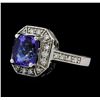 3.98 ctw Tanzanite and Diamond Ring - 14KT White Gold