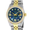 Rolex Mens 2 Tone Blue MOP Diamond 36MM Datejust Wristwatch