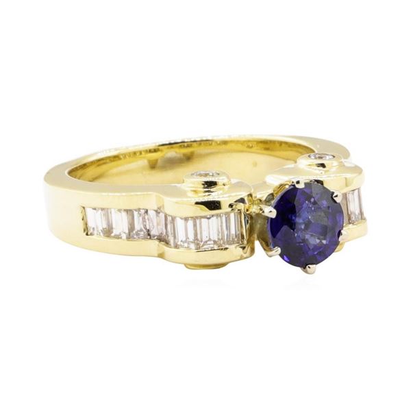 1.89 ctw Blue Sapphire And Diamond Ring - 14KT Yellow Gold