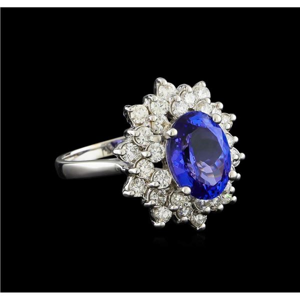 3.50 ctw Tanzanite and Diamond Ring - 14KT White Gold