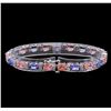 Image 2 : 14KT White Gold 6.30 ctw Sapphire, Tanzanite and Diamond Bracelet