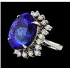 Image 1 : GIA Cert 22.45 ctw Tanzanite and Diamond Ring - 14KT White Gold