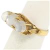 Image 2 : Antique 18k Gold 4.50 ctw Three Stone Cabochon Moonstone Open Work Band Ring