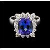Image 2 : 4.65 ctw Tanzanite and Diamond Ring - 14KT White Gold