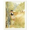 Image 1 : William Nelson, "Girl in Meadow" Limited Edition Serigraph, Numbered and Hand Si