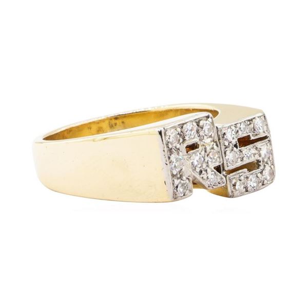 0.50 ctw Diamond  RS  Initial Men's Ring - 14KT Yellow Gold