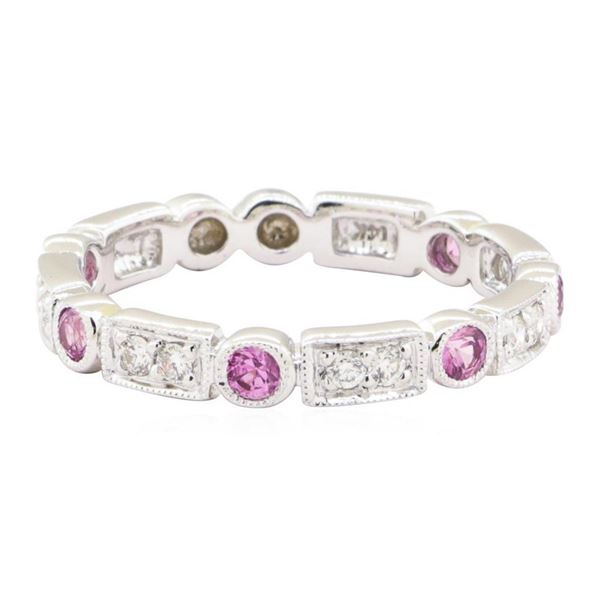 0.55 ctw Pink Sapphire and Diamond Ring - 14KT White Gold