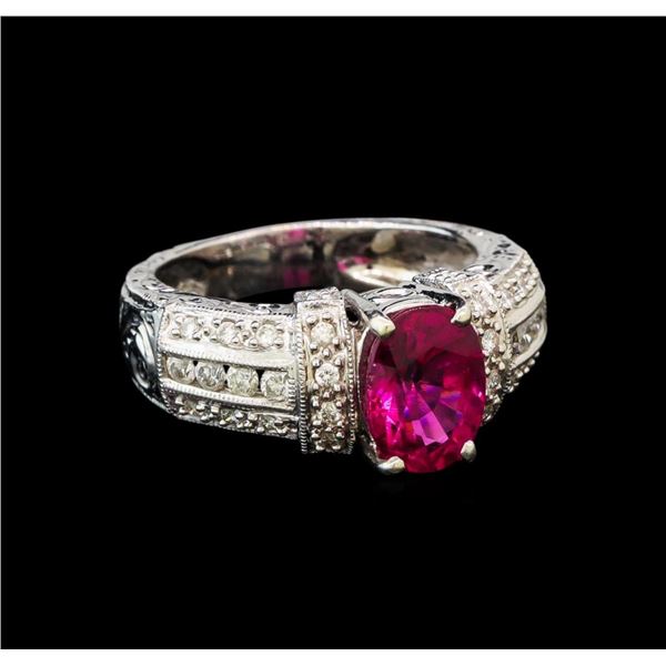 14KT White Gold GIA Certified 2.35 ctw Tourmaline and Diamond Ring