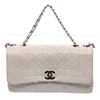 Chanel White Stitched Leather Single Flap Bag