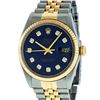 Rolex Mens 2 Tone Blue Diamond 36MM Oyster Perpetual Datejust Wristwatch
