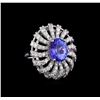 4.17 ctw Tanzanite and Diamond Ring - 14KT White Gold
