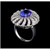 Image 4 : 4.17 ctw Tanzanite and Diamond Ring - 14KT White Gold