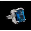 Image 1 : 14KT White Gold 16.86 ctw Blue Topaz and Diamond Ring