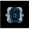 Image 2 : 14KT White Gold 16.86 ctw Blue Topaz and Diamond Ring