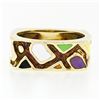 Image 4 : Vintage Martine 14k Gold Multicolored Enamel Mosaic Squared Eternity Band Ring