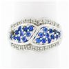 Image 1 : 14k White Gold .85 ctw Round Brilliant Tanzanite & Diamond Wide Cluster Band Rin