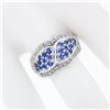 Image 3 : 14k White Gold .85 ctw Round Brilliant Tanzanite & Diamond Wide Cluster Band Rin