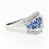 Image 6 : 14k White Gold .85 ctw Round Brilliant Tanzanite & Diamond Wide Cluster Band Rin