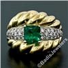 Image 3 : Vintage 18kt Gold 2.29 ctw GIA Certified Colombian Emerald and Diamond Cocktail