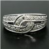 Image 3 : Vintage Platinum 0.50 ctw Round Single Cut Pave Diamond Interlocking Band Ring