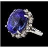 22.03 ctw Tanzanite and Diamond Ring - 14KT White Gold