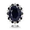 18.60 ctw Dark Blue Sapphire and 0.83 ctw Diamond 14K White Gold Ring