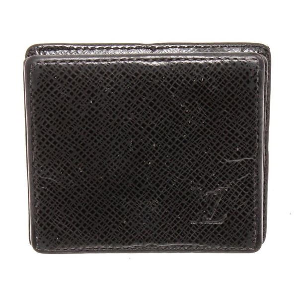 Louis Vuitton Black Taiga Leather Square Coin Case